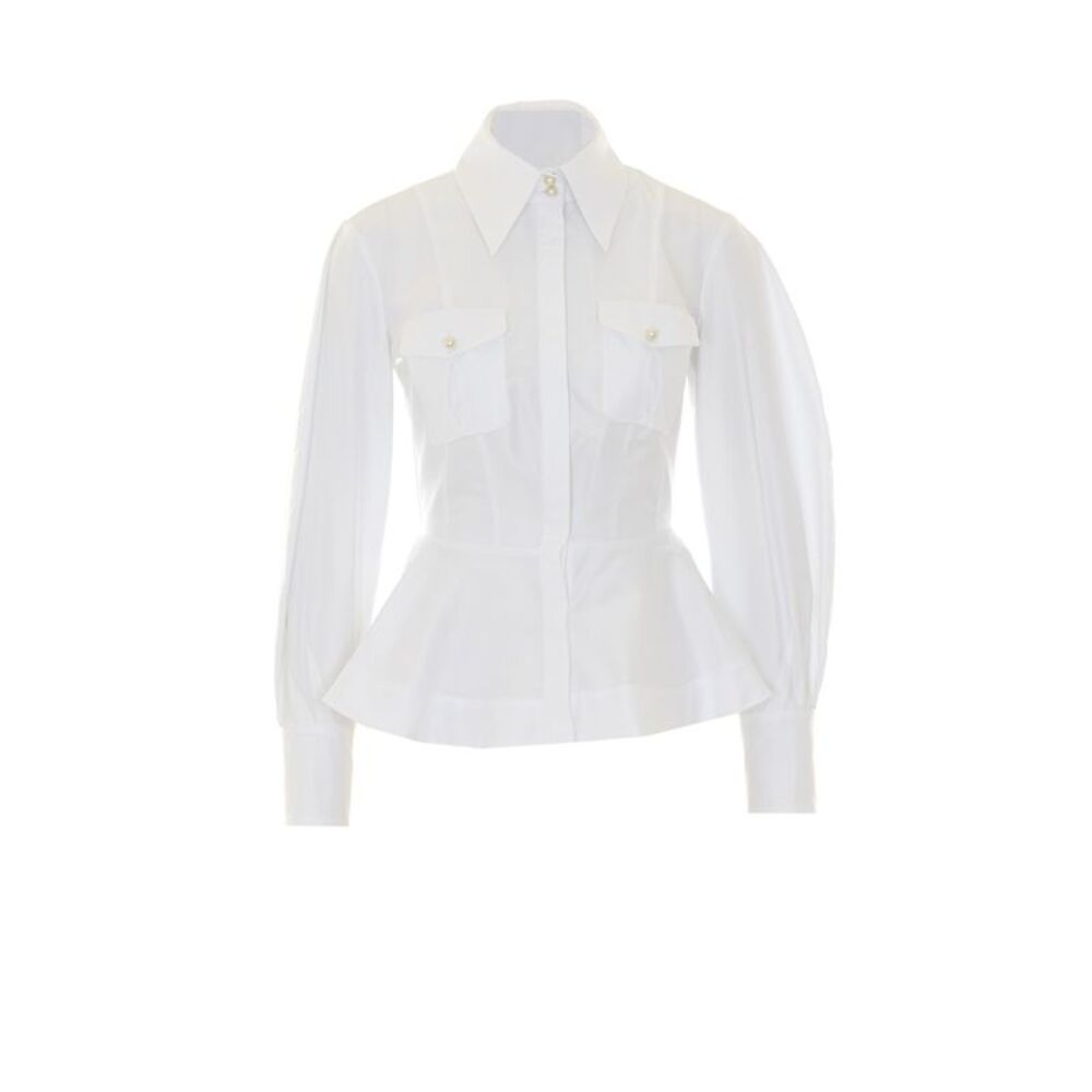 Elisabetta Franchi Women Cotton Poplin Shirt With Flounce